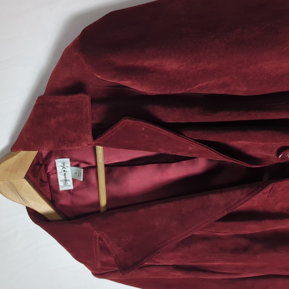 PRESTON & YORK Women's Rust Red Suede Leather Coat Jacket - Picture 4 of 7